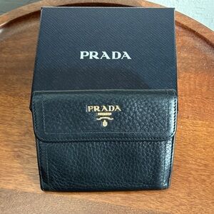 Prada Black Pebble Leather Wallet